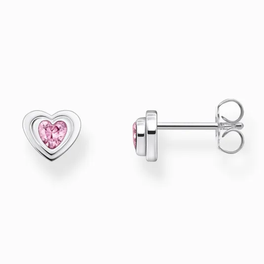 THOMAS SABO náušnice Heart-shape with pink zirconia H2271-643-9
