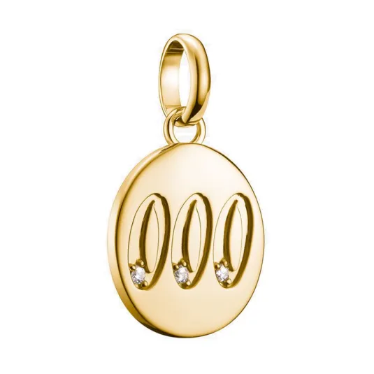 THOMAS SABO CONNECT strieborný prívesok charm Angel number 000 with stones gold-plated CC1257-414-14