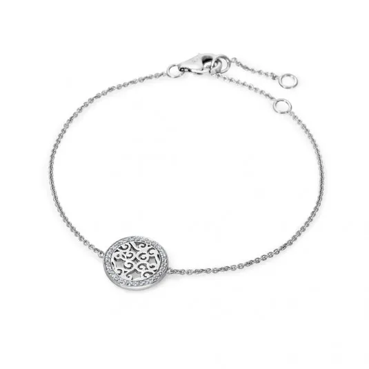 SOFIA strieborný náramok ornament v kruhu so zirkónmi CK9010233610-15-17