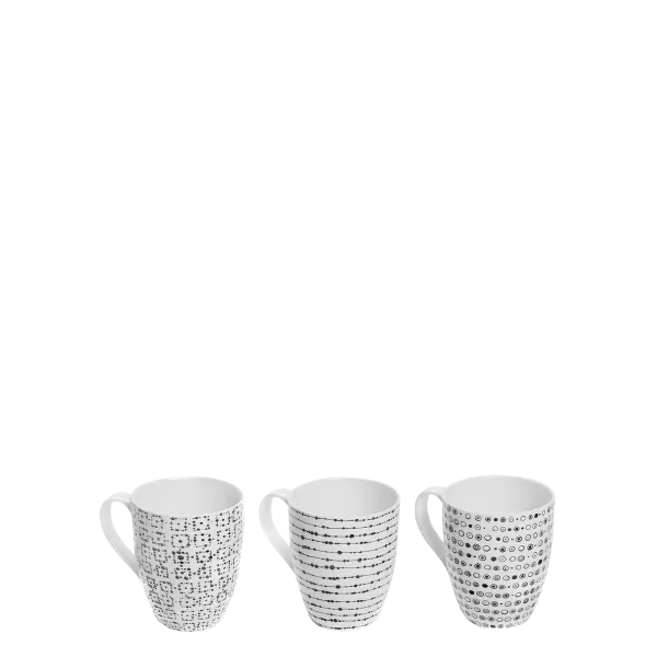 Šálka na mlieko, čaj alebo cappuccino 320 ml set 3 ks - Basic Dots - 490822