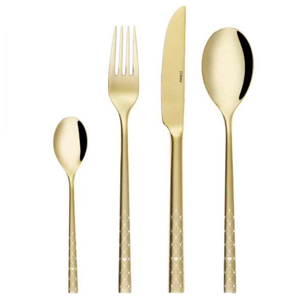 Príborový set 16 ks – Living PVD Champagne - Laser Glamour Love - 107076