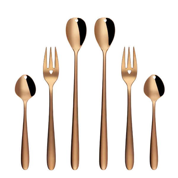 Darčekový set so srdiečkom 6 ks ružovo-zlatý — Love Cutlery - 116445
