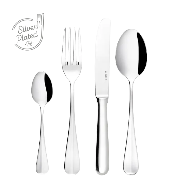 Príborový set 24 ks - nôž s dutou rúčkou a krátkou čepeľou – Baguette postriebrený - 100942