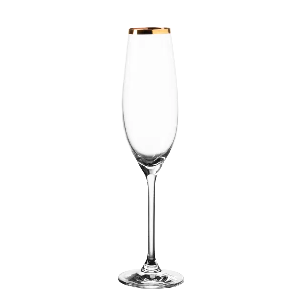 Pohár na šampanské s pozláteným okrajom 210 ml — Premium Glas Crystal - 321810
