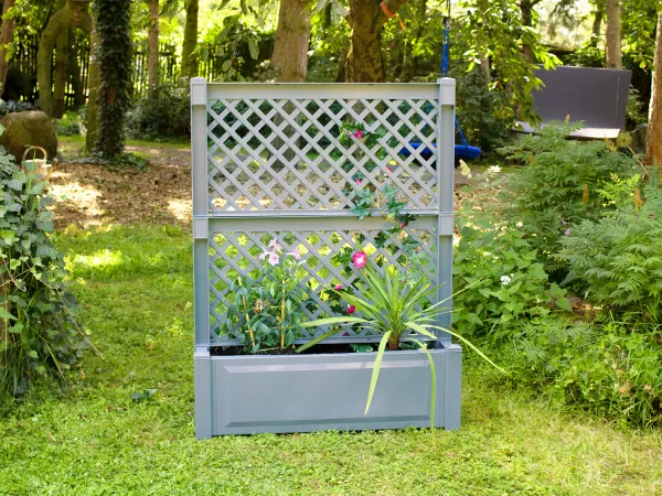 KHW Kvetináč so stredovou mriežkou, d 100 cm, 110 litrov, plast. (sivá)