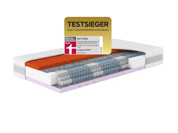 Hn8 Schlafsysteme 7-zónový matrac s taštičkovými pružinami »Sleep Balance« TFK, s duálnym jadrom. (H3/H4, 100 x 200 cm)