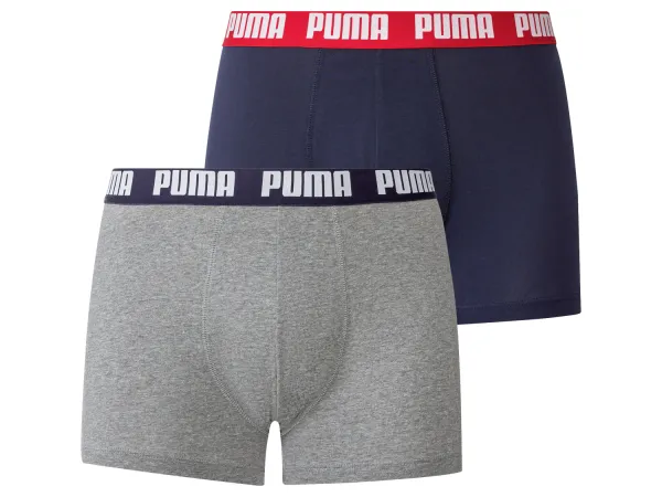 PUMA Pánske boxerky, 2 ks, Slim Fit, s obvodovým logom. (modrá/sivá, XL)