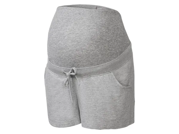 ESMARA® Dámske tehotenské teplákové šortky, nízky pás, s elastickým lemom. (sivá, L (44/46))