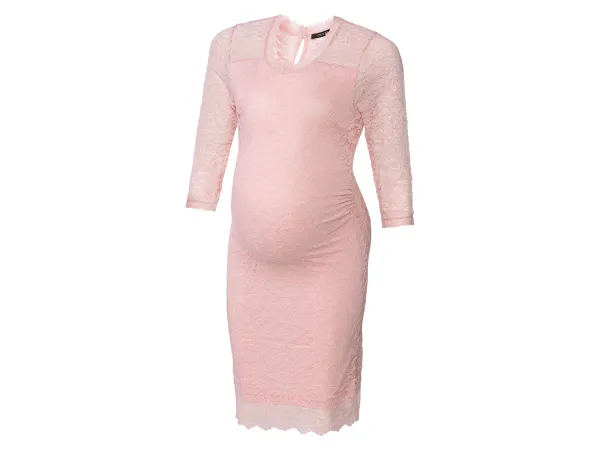 ESMARA® Dámske tehotenské šaty z elastickej čipky (bledoružová, XL (48/50))