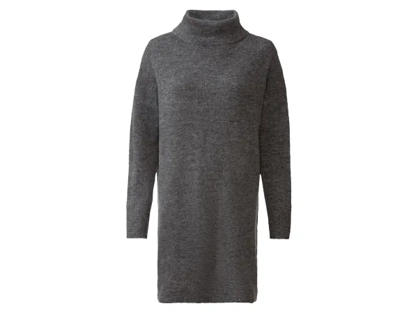 ESMARA® Dámske sveterové šaty, hrubý úplet v oversize vzhľade. (tmavosivá, S (36/38))