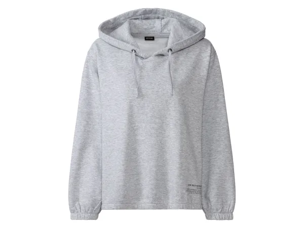 ESMARA® Dámska mikina s kapucňou a šnúrkou. (sivá, XL (48/50))