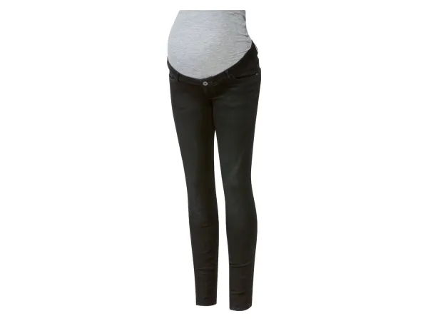 ESMARA® Dámske tehotenské džínsy, Skinny Fit, nízky pás. (čierna denim, 34)