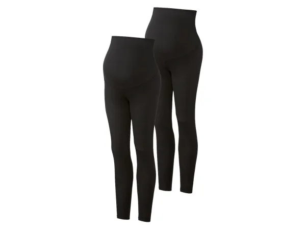 ESMARA® Dámske tehotenské legíny, 2 ks, s biobavlna (čierna, XS (32/34))