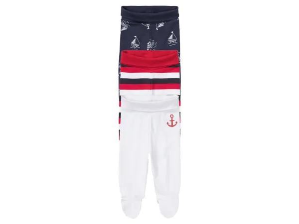 LUPILU® Detské tepláky, vysoký podiel biobavlny, 3-pack (navy modrá/biela, 62/68)