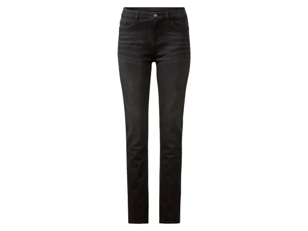 ESMARA® Dámske džínsy, Slim Fit, štandardný pás. (krátka dĺžka, čierna, 34)