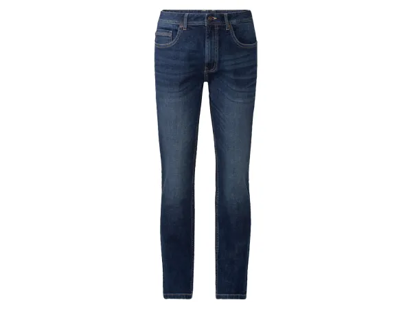 LIVERGY® Pánske džínsy, Slim Fit, štandardný pás. (modrá, 56 (40/32))