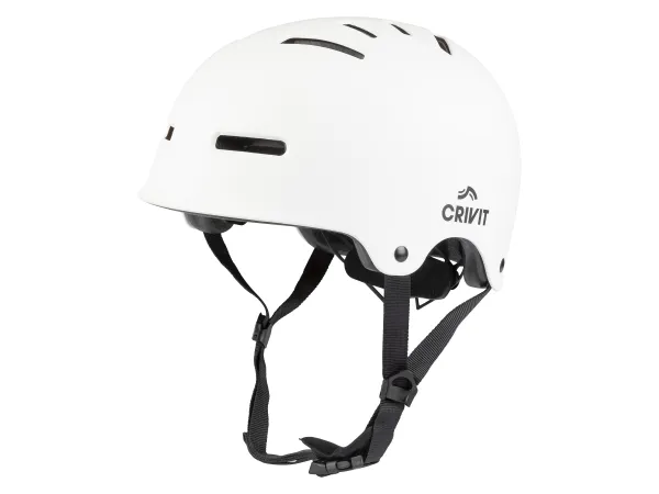 CRIVIT Detská prilba na inline korčule so zadným svetlom (biela, L/XL)