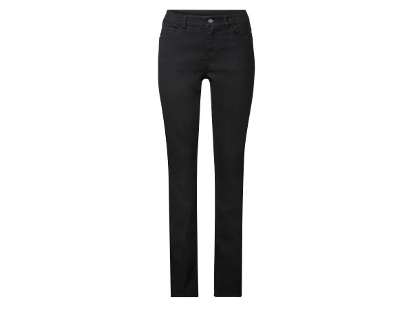 ESMARA® Dámske džínsy, Slim Fit, štandardný pás (predĺžená dĺžka, čierna, 36)