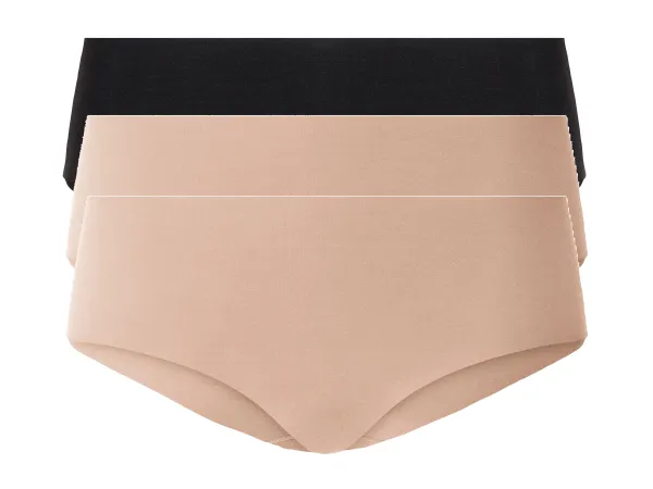 ESMARA® Lasercut-Hipster, 3 ks, mimoriadne príjemné. (čierna/béžová, XS (32/34))