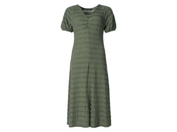 ESMARA® Dámske midi šaty crinkle zelené (XS)
