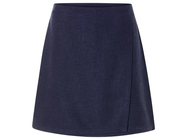ESMARA® Dámska mini sukňa s ľanovým vzhľadom. (navy modrá, 36)