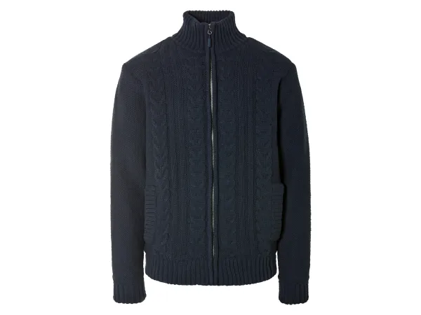 LIVERGY® Pánsky hrubý sveter, so vrkočovým vzorom. (navy modrá, XL(56/58))