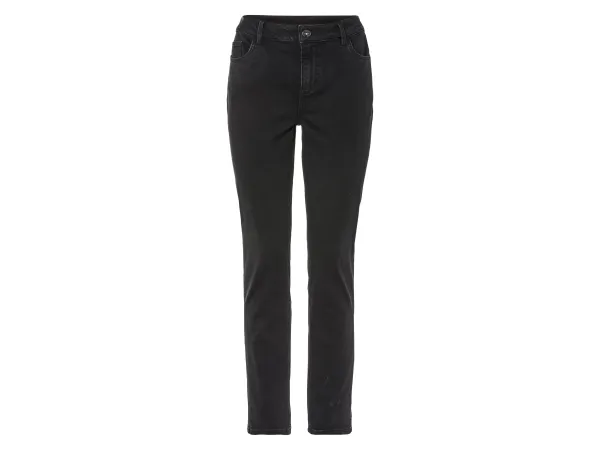 ESMARA® Dámske džínsy, slim fit, normálna výška pásu. (čierna, 34, dlhšia nohavica)