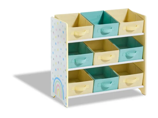 LIVARNO HOME Detský úložný regál s 9 odnímateľnými textilnými boxmi (dúhový/žltý)