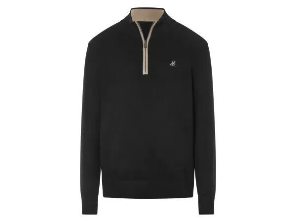 LIVERGY® x U.S. Grand Polo Pánsky pletený troyer (čierna, S (44/46))