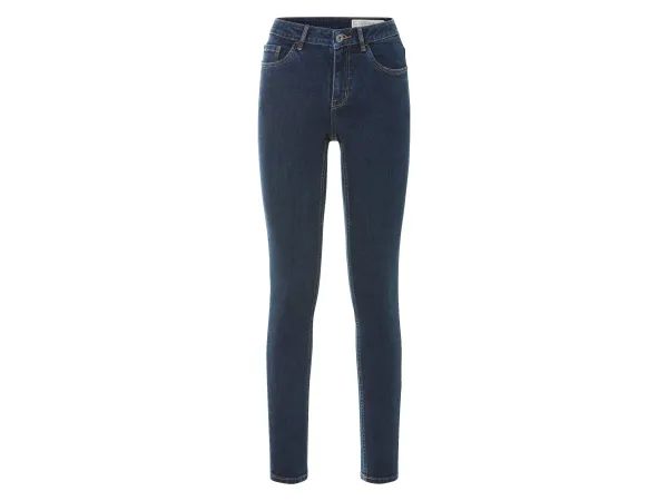 ESMARA® Dámske džínsy, Super Skinny Fit, normálna výška pásu. (tmavomodrá, 40 (krátka dĺžka))
