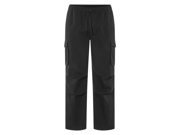 LIVERGY® Pánske cargo nohavice, ležérny strih, moderný ripstop vzor. (čierna, L (52/54))