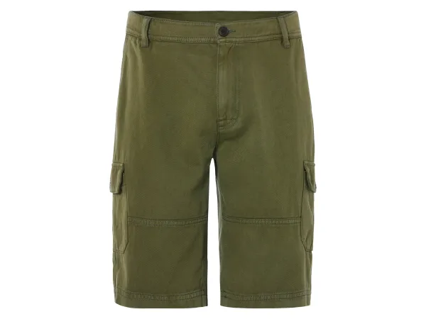 LIVERGY® Pánske cargo bermudy, s bočnými vreckami. (olivová, 48)