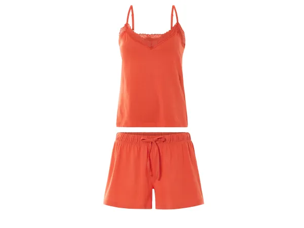 ESMARA® Dámske pyžamo, z čistej bavlny. (oranžová, XS (32/34))