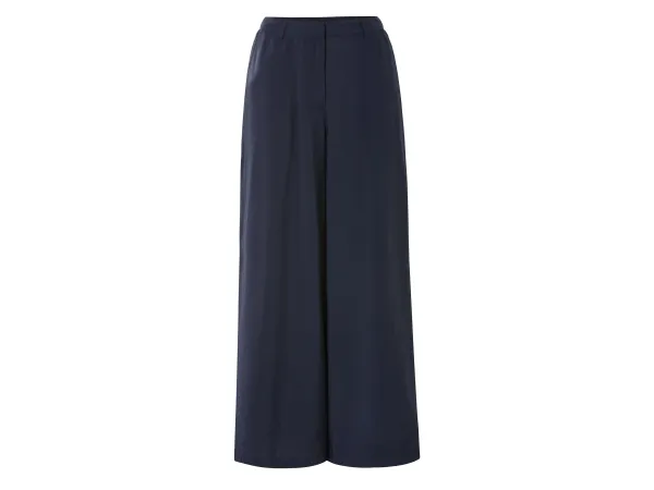 ESMARA® Dámske nohavice Wide-Leg z elegantnej twillovej kvality. (navy modrá, 36)