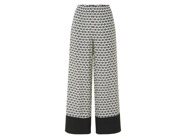 ESMARA® Dámske nohavice Wide-Leg, štandardný pás. (vzor/biela, XS (32/34))