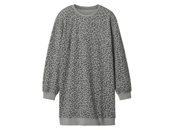 ESMARA® Dámske teplákové šaty (leopardí vzor/sivá, L (44/46))