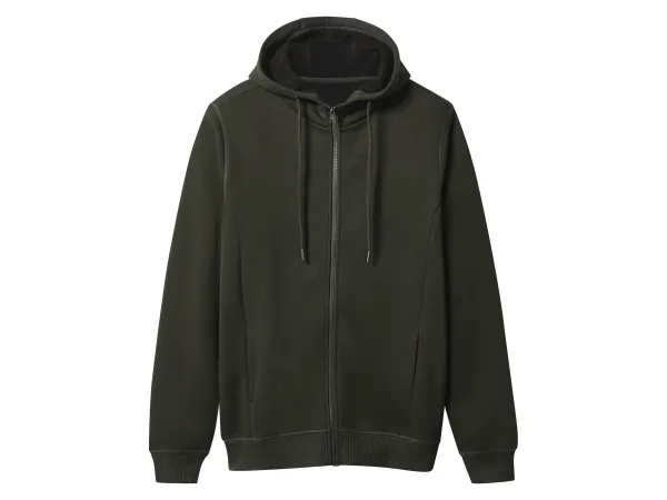 ESMARA MEN Pánska mikina na zips s plyšovou podšívkou. (kaki, M (48/50))