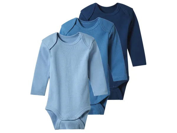 LUPILU® Detské zavinovacie body, 3 ks. (tmavomodrá/modrá/svetlomodrá, 62/68)