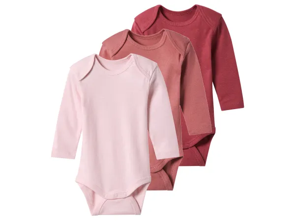 LUPILU® Detské zavinovacie body, 3 ks. (červená / bledoružová / ružová, 74/80)
