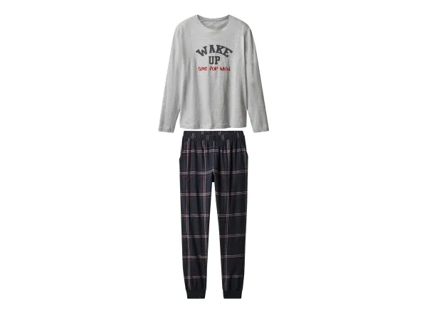 ESMARA® Dámske flanelové pyžamo (sivá/navy modrá, XS (32/34))