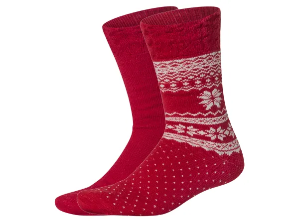 ESMARA® Dámske/pánske termoponožky, 2 páry (červená, 39/42)