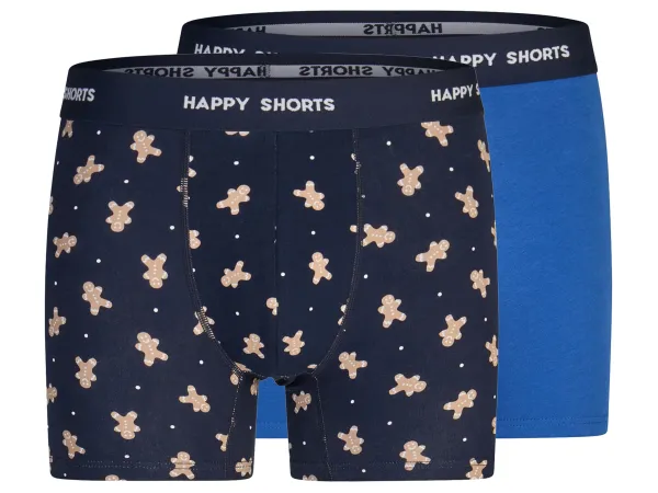 HAPPY SHORTS Pánske boxerky, 2 ks. (modrá/navy modrá, M)