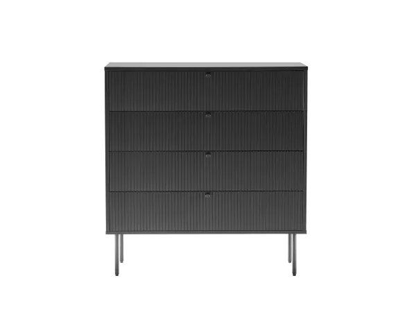 HJH LIVING Komoda KARBY 4 zásuvky Čierna