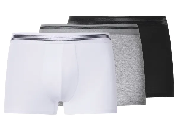ESMARA MEN Pánske boxerky, 3 ks. (čierna/sivá/biela, 7/XL)
