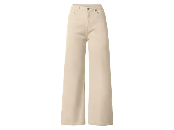 ESMARA® Dámske džínsy, Wide Leg, vysoký pás. (béžová, 42)