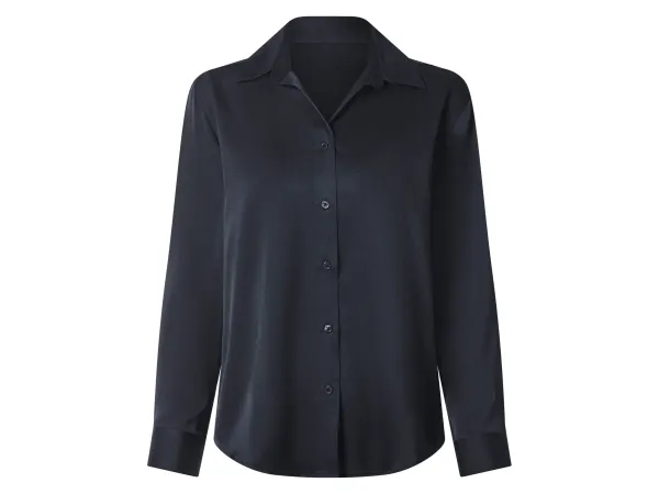 ESMARA® Dámska saténová bluza (navy modrá, XS (32/34))