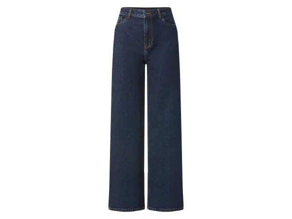 ESMARA® Dámske džínsy, Wide Leg, vysoký pás. (tmavomodrá, 40)