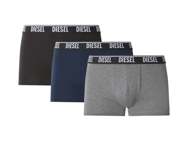 DIESEL Pánske boxerky, 3 ks. (čierna/námornícka modrá/sivá, M)