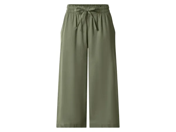 ESMARA® Dámske culotte nohavice s ľanom (zelená, S (36/38))