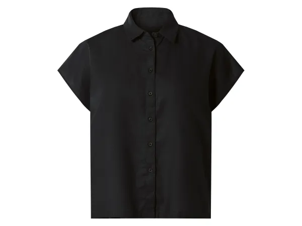 ESMARA® Dámska ľanová blúzka (čierna, XS (32/34))